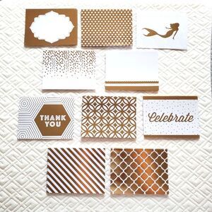 White & Gold Greeting Cards Set of 43